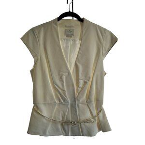 Kate Spade ivory/white pleated belted top